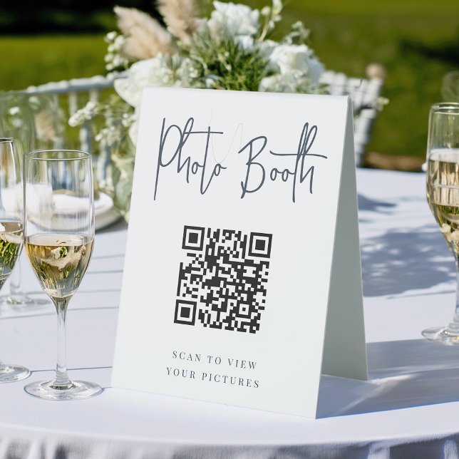 Navy | Modern Handwritten Photo Booth QR Code (Creator Uploaded)