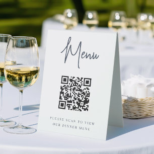 Navy   Modern Handwritten Script QR Code Menu