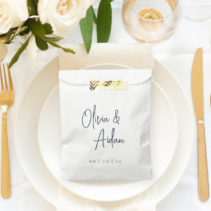 Navy   Modern Handwritten Script Wedding Favour Bags
