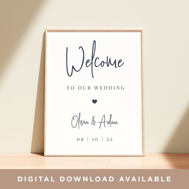 Navy | Modern Handwritten Script Wedding Welcome Poster (Creator Uploaded)