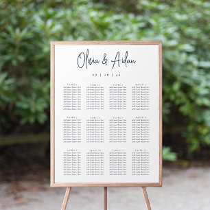 Navy   Modern Handwritten Wedding Seating Chart