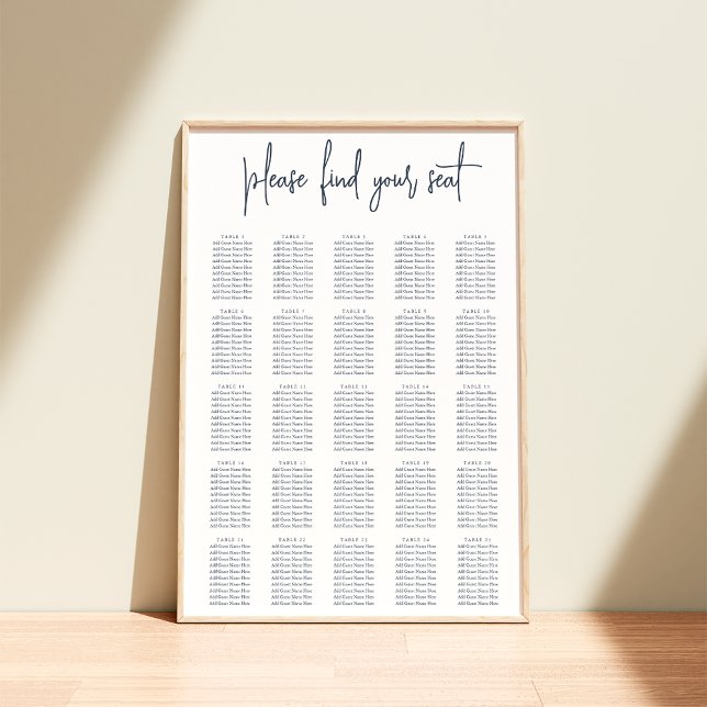 Navy | Modern Handwritten XL Wedding Seating Chart (Creator Uploaded)