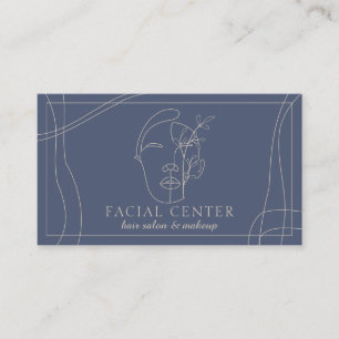 Navy Modern Makeup   Hair & Facial Stylist Business Card
