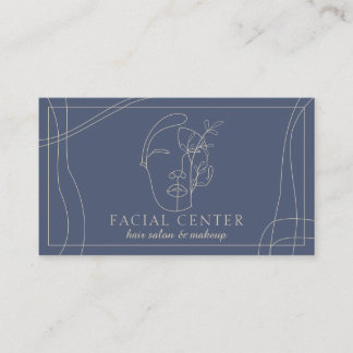 Navy Modern Makeup | Hair & Facial Stylist Business Card