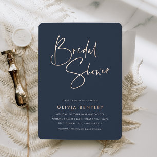 Navy   Modern Minimalist Script Bridal Shower