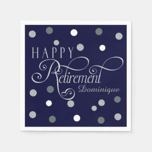 Navy Modern Retirement Party, Custom Napkins