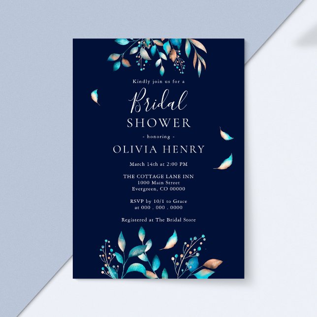Navy Modern Rustic Bridal Shower Invitation (Creator Uploaded)
