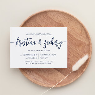 Navy Modern Signature Rehearsal Dinner Invitation