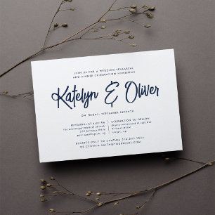Navy   Modern Signature Rehearsal Dinner Invitation