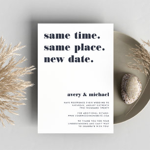 Navy Modern Wedding Postponement Announcement