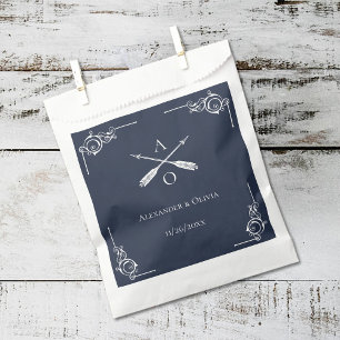 Navy Monogram and Arrows Wedding Favour Bags