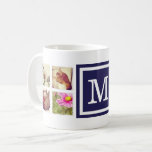 Navy Monogram Instagram Photo Collage Mug<br><div class="desc">Add 8 or more of your favourite Instagram photos and personalise with your monogram initial or other custom text. You can select from several mug size, style and colour options. Click Customise It to move photos and customise text fonts and colours to create your own unique one of a kind...</div>