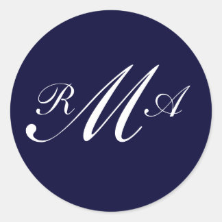 Navy Monogram Invitation Seal Three Letters