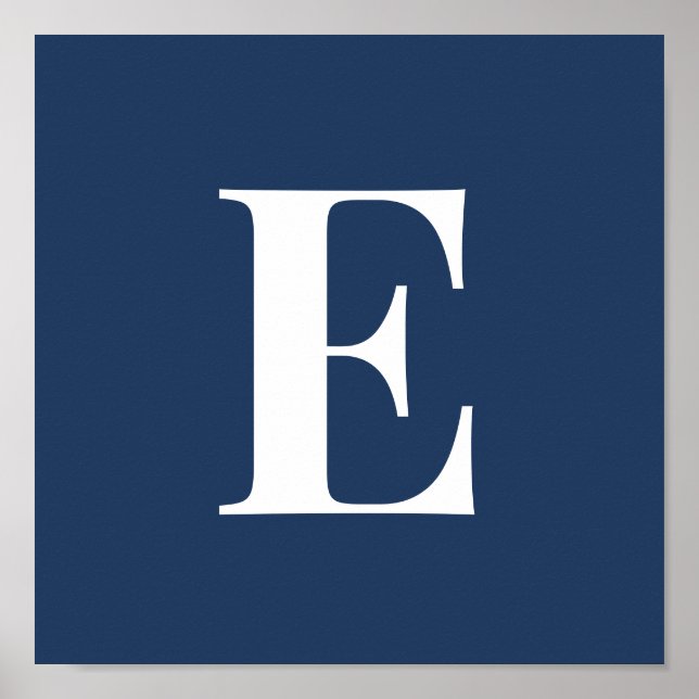 Navy Monogram Letter Poster | Personalised Initial (Front)