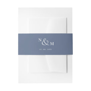 Navy Monogram Modern Simple Wedding Invitation Belly Band