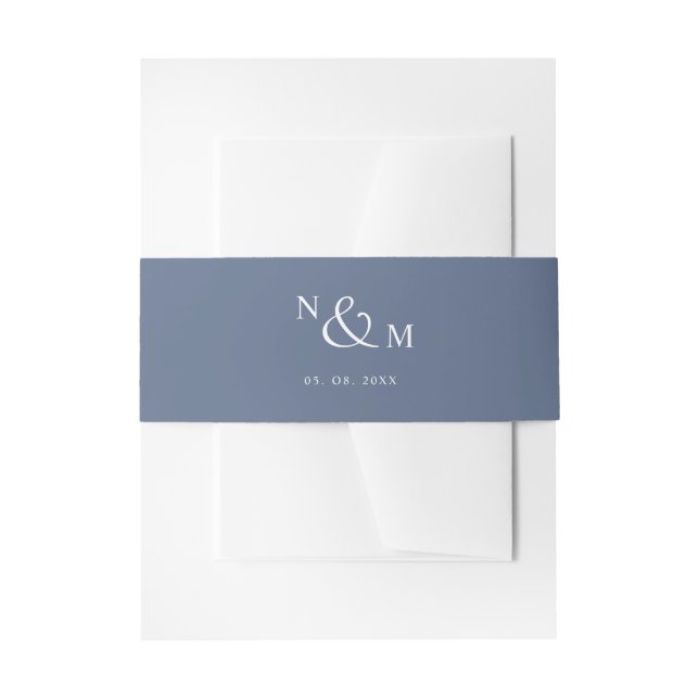 Navy Monogram Modern Simple Wedding Invitation Belly Band (Front Example)