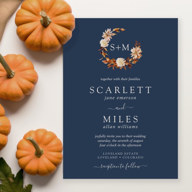 Navy Monogram Wedding Invitation (Navy Monogram Wedding Invitation
)