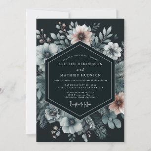 Navy Moody Bloom Wedding Invitation