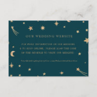 Navy Moon Gold Stars Wedding Website | RSVP QR Cod