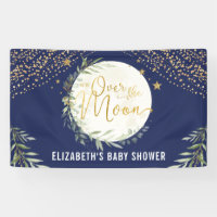 Navy Moon Star Greenery Gold Baby Shower Welcome