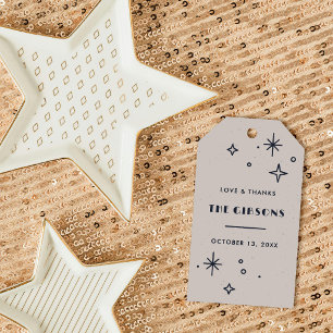 Navy Moon & Stars Celestial Wedding Favour Gift Tags