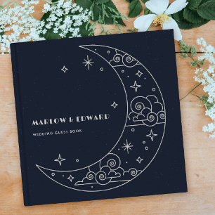 Navy Moon & Stars Celestial Wedding Guest Book