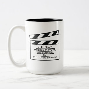 Navy Motion Picture Slate 1Two-Tone Mug, 15 oz Two-Tone Coffee Mug