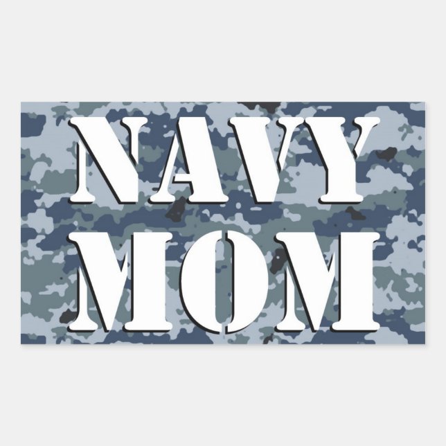 Navy Mum Camouflage Rectangle Rectangular Sticker (Front)