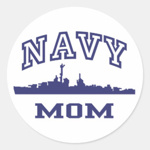 Navy Mum Classic Round Sticker
