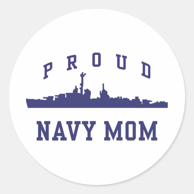 Navy Mum Classic Round Sticker (Front)