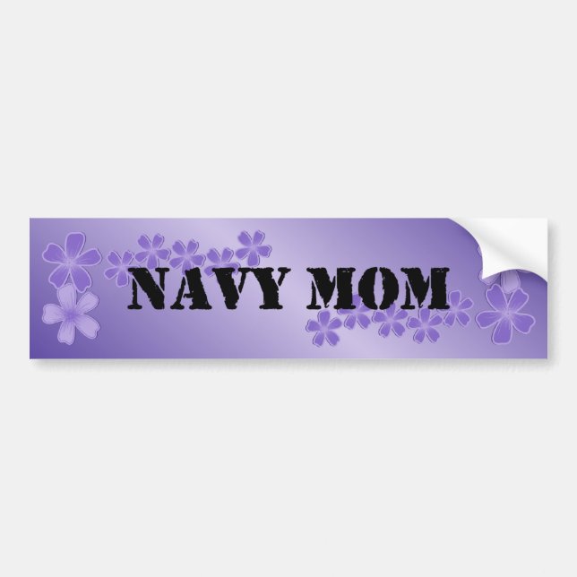 Navy Mum Deep Lilac Bumper Sticker (Front)