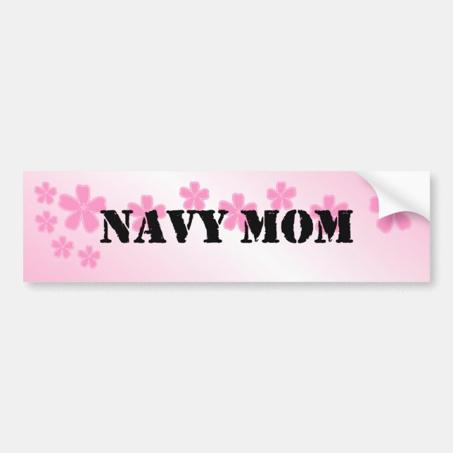 Navy Mum Pale Pink Bumper Sticker (Front)