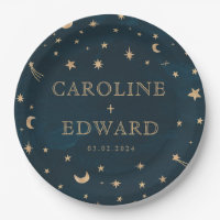 Navy Mystical Gold Stars Moon Astronomy Wedding