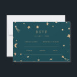 Navy Mystical Gold Stars Moon Wedding Rsvp<br><div class="desc">Navy Mystical Gold Stars Moon Astronomy Wedding</div>