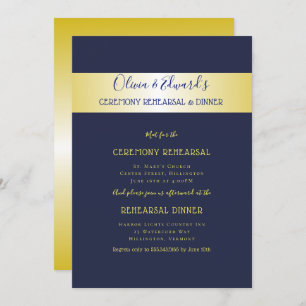 Navy n Gold Elegant Rehearsal Dinner Invitation