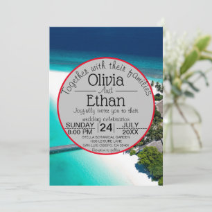 Navy nature seaside island Wedding Invitation