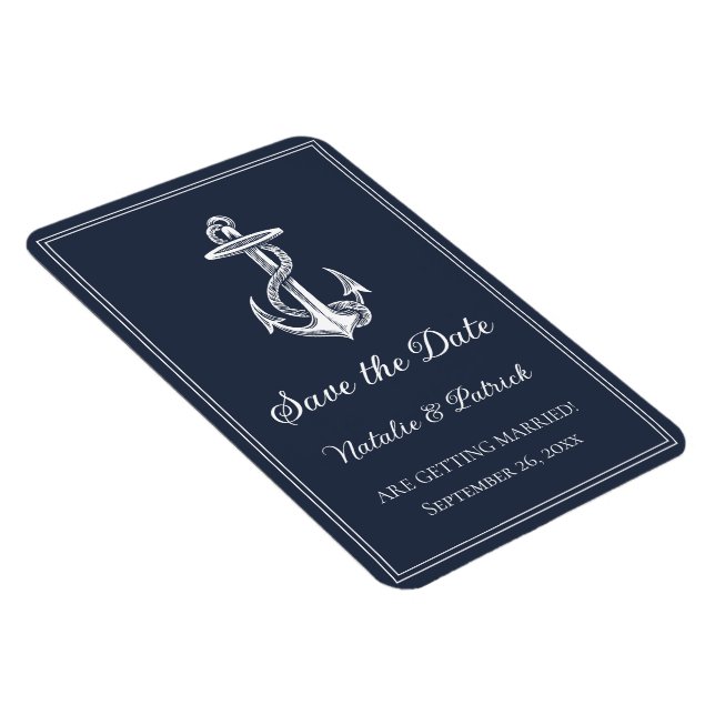 Navy Nautical Anchor Save the Date Magnet (Right Side)