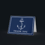 Navy Nautical Anchor Simple Photo Thank You Card<br><div class="desc">Use this nautical-inspired navy thank you cards to express your gratitude to your guests.</div>