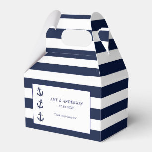 Navy Nautical Anchor Striped Wedding Custom Favour Box