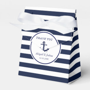 Navy Nautical Anchor Striped Wedding Custom Favour Favour Box