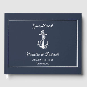 Navy Nautical Anchor Wedding Guest Book