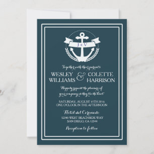 Navy Nautical Anchor Wedding Invitation