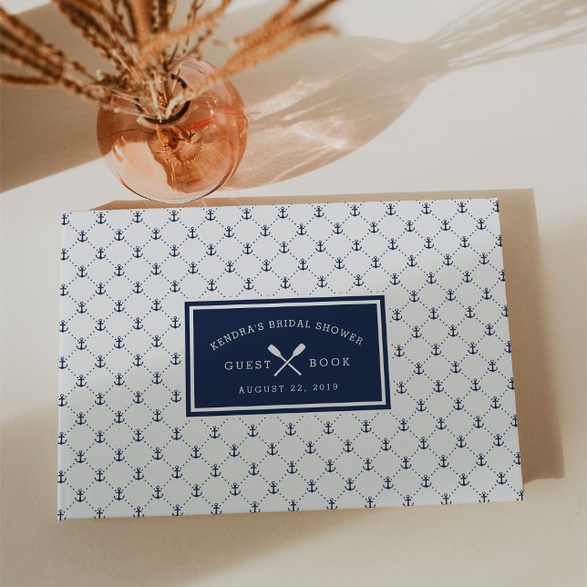 Navy Nautical Anchors Bridal Shower Guest Book (Creator Uploaded)