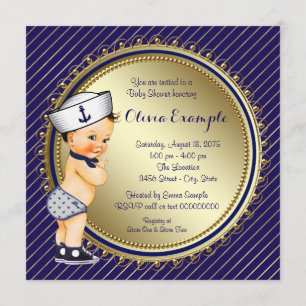 Navy Nautical Baby Shower Invitation
