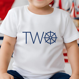 Navy Nautical Boy's 2nd Birthday Ship’s Wheel Helm Toddler T-Shirt
