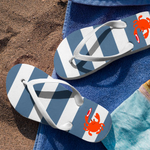 Navy Nautical Crab Flip Flops