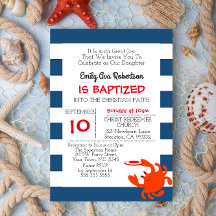 Navy Nautical Crab Personalised Small Baptism