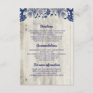 Navy Nautical Driftwood Beach Wedding Details Enclosure Card