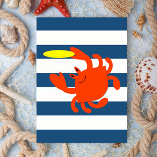 Navy Nautical Frisbee Crab Note Card