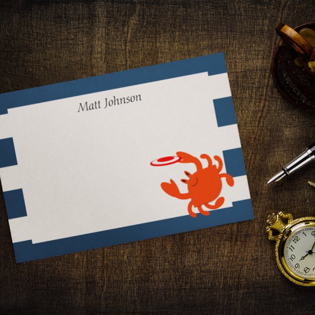 Navy Nautical Frisbee Crab Small Personalised Post-it Notes (Creator Uploaded)